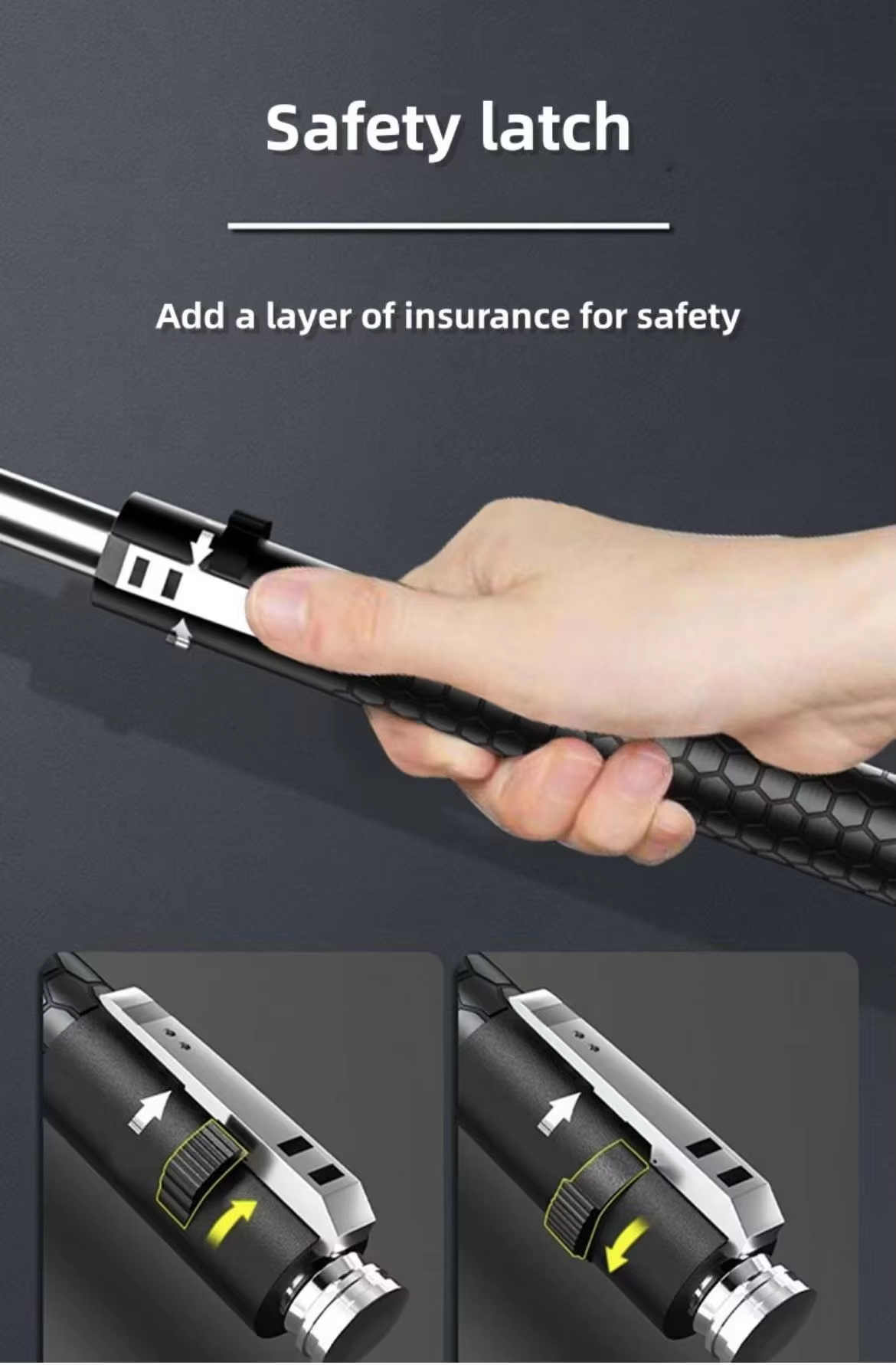 Automatic Spring Expandable Baton – Self-Defense Weapon, Legal Car-Carry Solid Steel Telescopic Stick (3-Section)