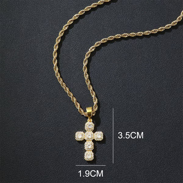 ✝️ Zircon Cross Pendant – Elegant Copper Design 💎