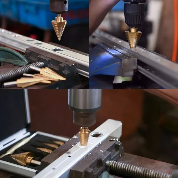 🔥 6PCS Titanium Step Drill Bit Set – Drill Perfect Holes in Seconds!