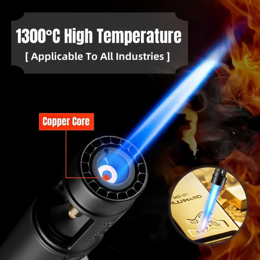 "Portable Torch Lighter-🔥 1300℃ of Pure Power – Windproof, Refillable & Ready for Anything! 💨🍳🏕️"