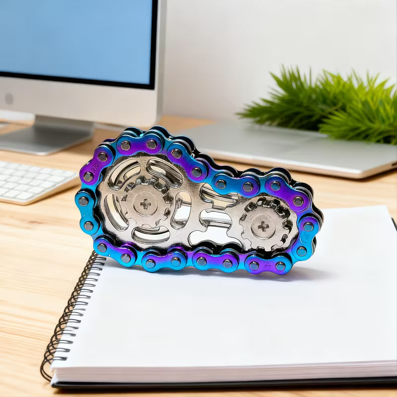 🔥 Metal Gear Chain Fidget Spinner – Premium EDC Stress Relief Toy