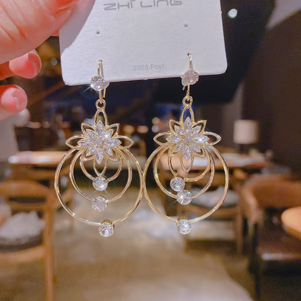 🎁Geometric multi-layered circle flower earrings