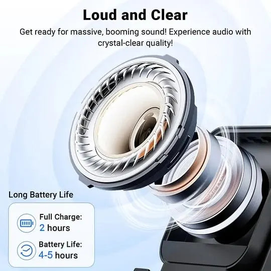 🎵5-in-1 Wireless Induction Speaker Stand｜1500mAh Emergency Power, 360° Adjustable Phone Holder, RGB Light Bluetooth Desktop Speaker