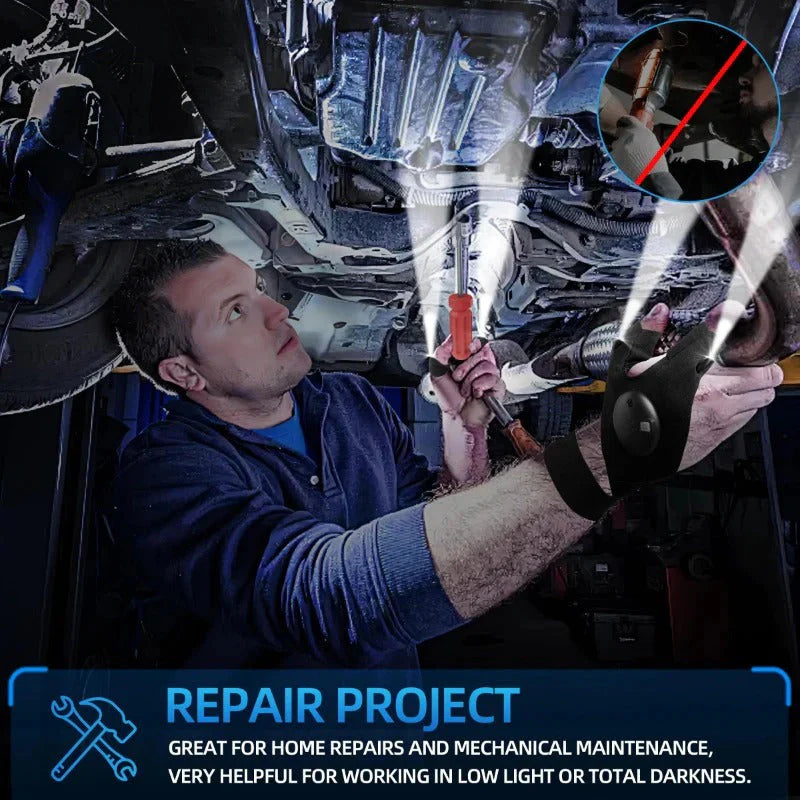 💡 Hands-Free LED Flashlight Gloves – Perfect for Night Work & Outdoor Adventures! 🌙"