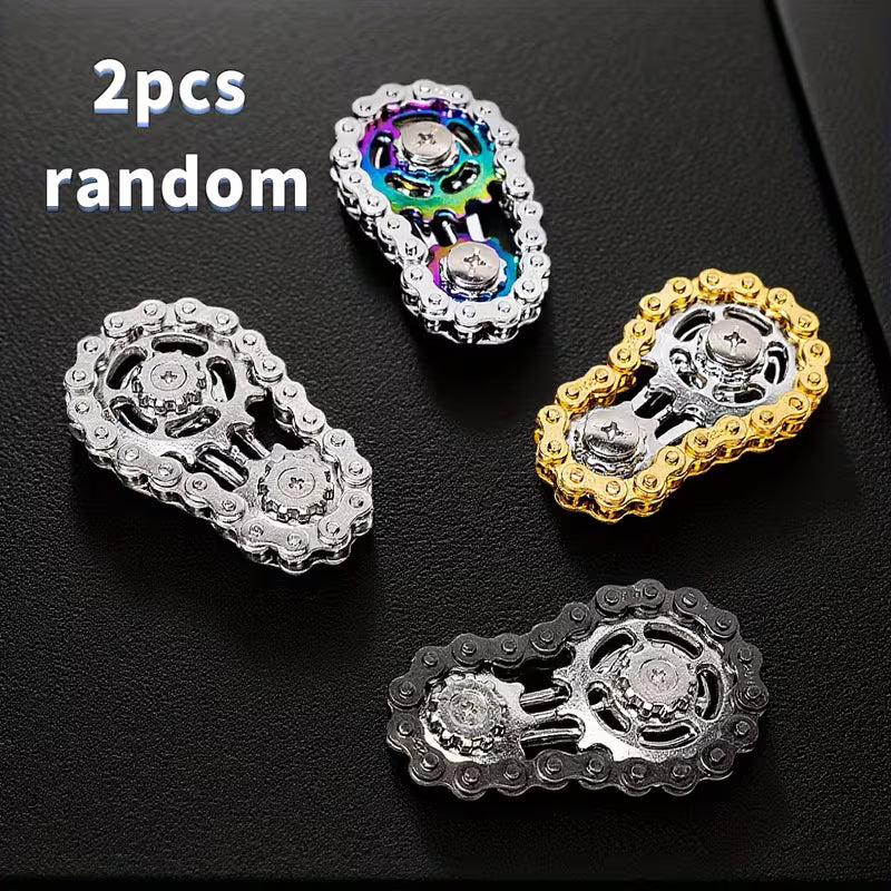 🔥 Metal Gear Chain Fidget Spinner – Premium EDC Stress Relief Toy