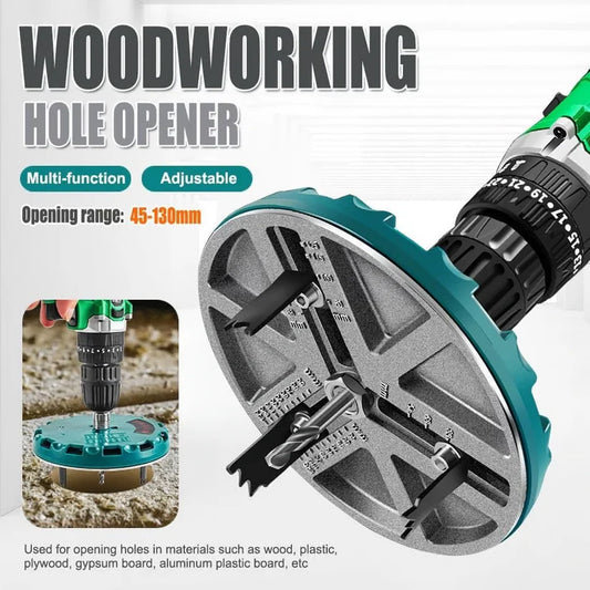 Adjustable punch saw tool for drilling