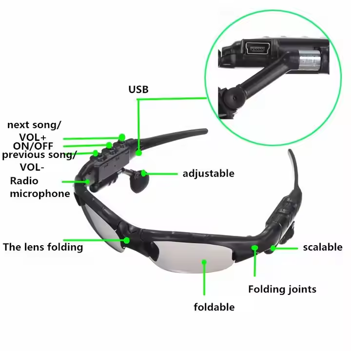 🌞 Ride. Run. Rock. – Bluetooth 5.0 Sports Glasses with Mic & Music