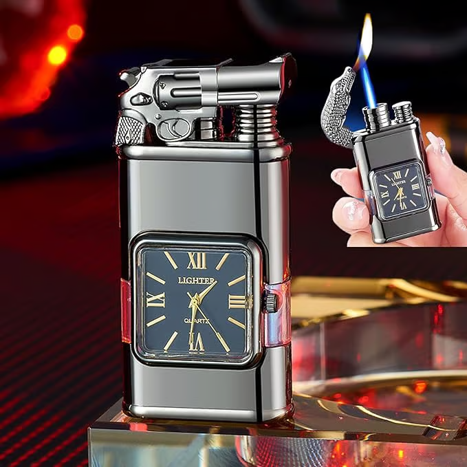 Windproof Lighter Vintage Watch Bezel Jet flame Torch