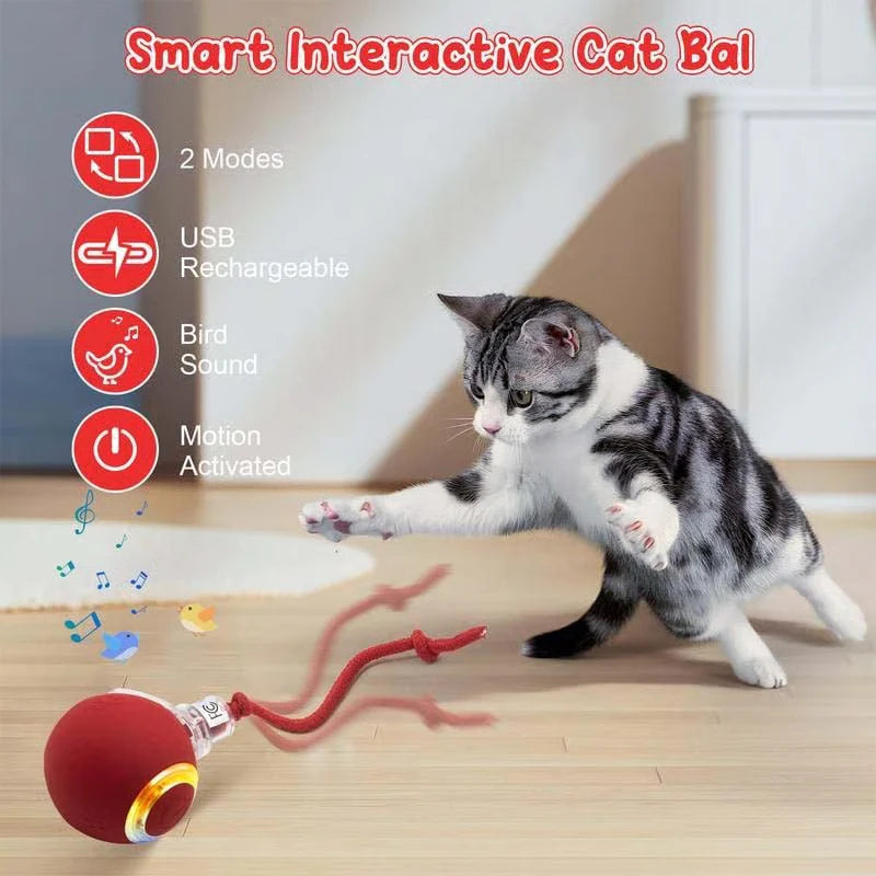 Smart Motion-Activated Cat Toy with 3 Modes & Bird Sound