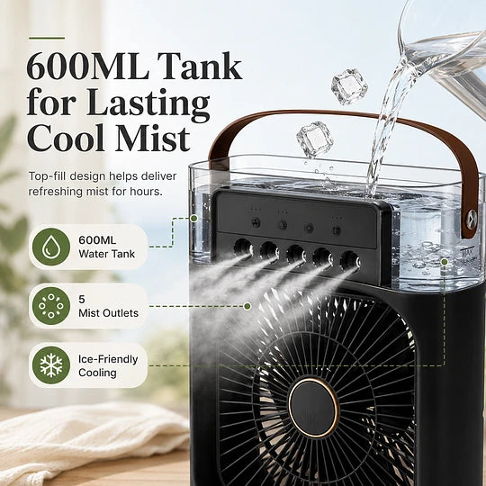 ❄️Portable Cooling Fan with Water Tank, Fragrance & Mosquito Defense