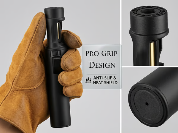 "Portable Torch Lighter-🔥 1300℃ of Pure Power – Windproof, Refillable & Ready for Anything! 💨🍳🏕️"