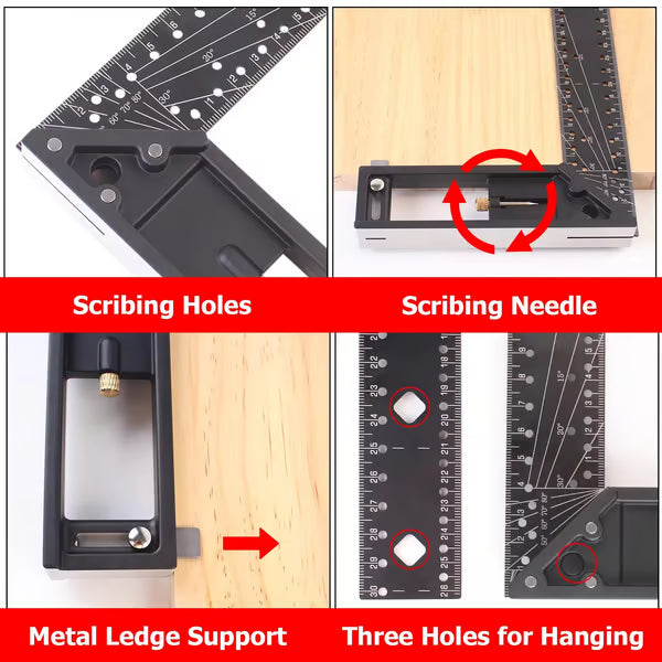 Multi functional Right Angle Ruler 45/90 Degree Hole Angle Ruler