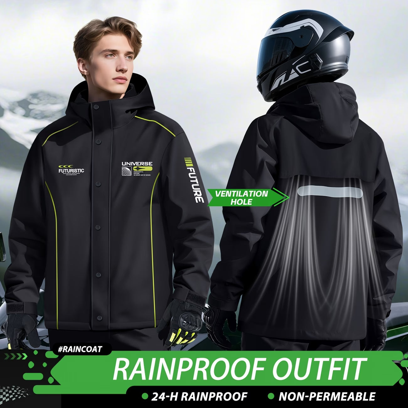 🏍️ Adult Motorcycle Raincoat Suit with Rain Pants – Waterproof Full Body Protection for Riding in Any Weather 🌧️