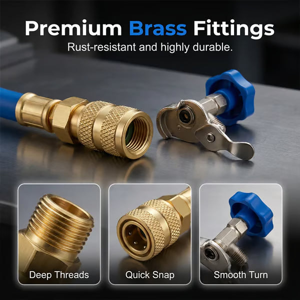 🎯 ! R134a AC Hose with Precision Gauge – Easy-to-Read Dial, Professional Grade 📊🚛 【Flash Sale】
