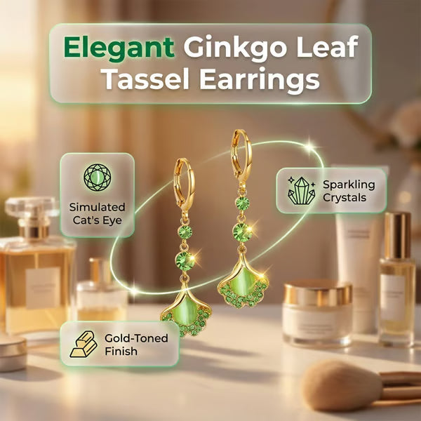 ⏰Elegant Ginkgo Leaf Tassel Earrings