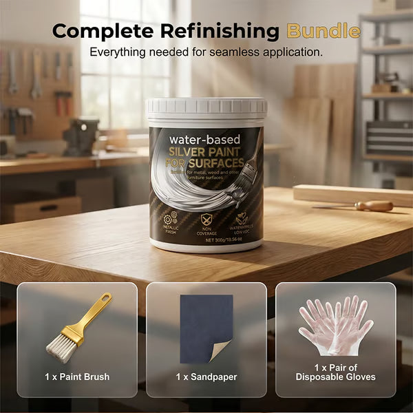 Water-Based Silver Paint for Metal & Wood-150g