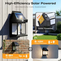 SOLAR WALL LIGHT💡–Motion Sensor, Weatherproof, Auto Dusk-to-Dawn, Easy Install 🌟