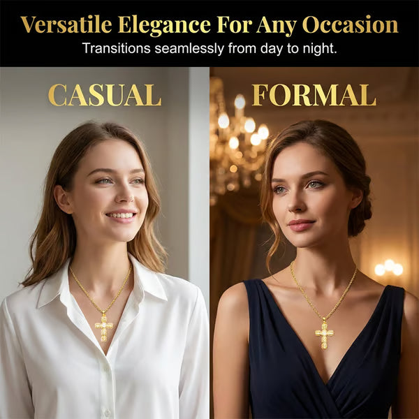 ✝️ Zircon Cross Pendant – Elegant Copper Design 💎