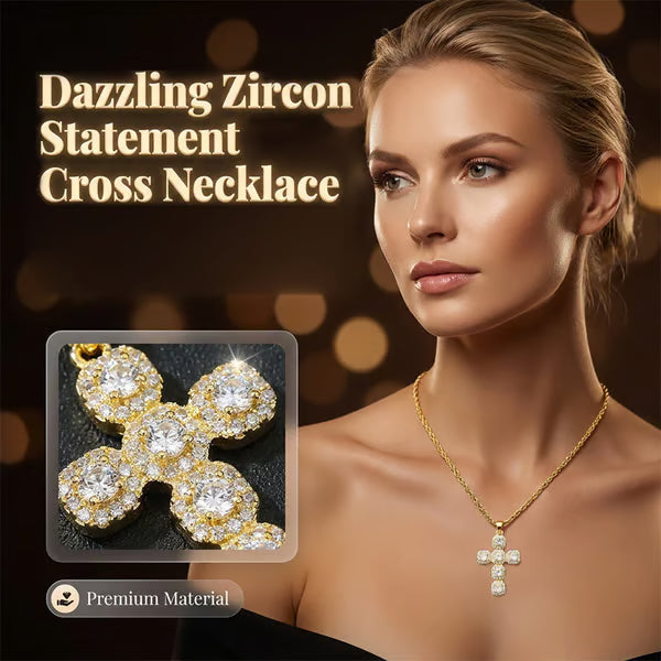 ✝️ Zircon Cross Pendant – Elegant Copper Design 💎