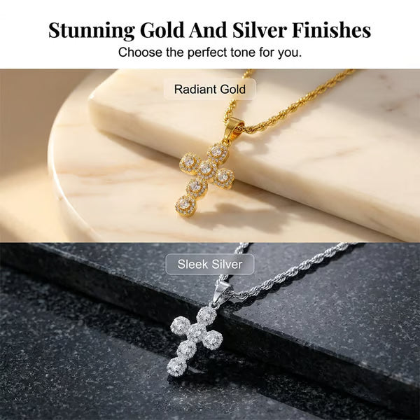 ✝️ Zircon Cross Pendant – Elegant Copper Design 💎