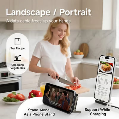 240W SuperCharge 360° Rotating Invisible Stand Detachable 2-in-1 Charging Cable