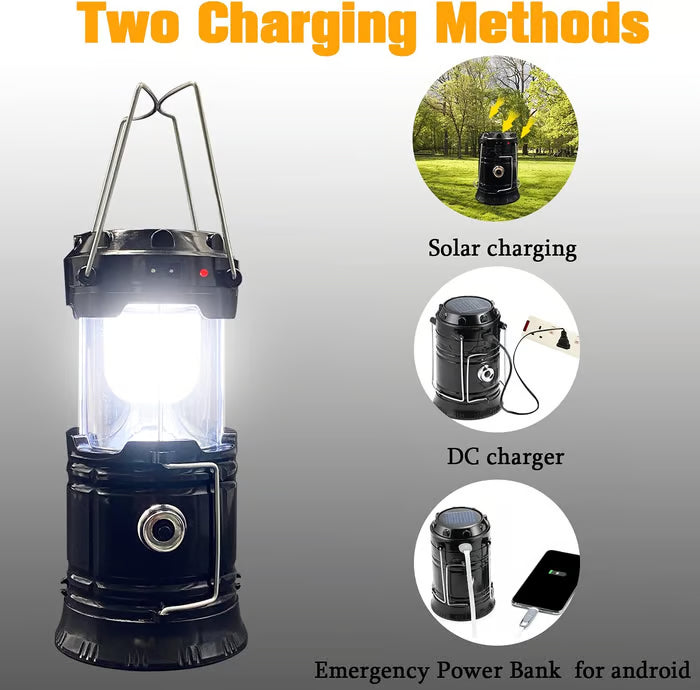 💡Collapsible Portable LED Camping Lantern Lightweight Waterproof Solar USB Rechargeable LED Flashlight