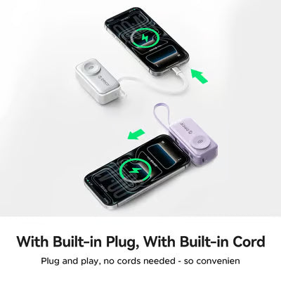 🔋 Orico 3-in-1 Power Bank – Integrated Cable & Foldable Wall Plug – Wireless Watch Charger for iPhone & Android ✈️
