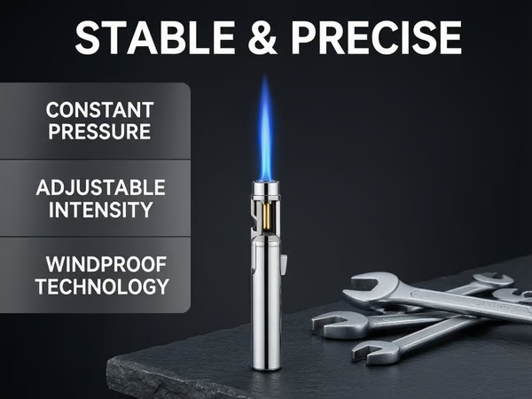 "Portable Torch Lighter-🔥 1300℃ of Pure Power – Windproof, Refillable & Ready for Anything! 💨🍳🏕️"