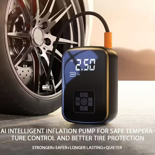 Portable Car Tire Air Pump – Rechargeable Lithium Battery, Fast Inflation, Use Anywhere