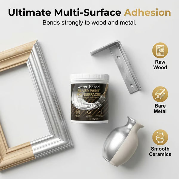 Water-Based Silver Paint for Metal & Wood-150g
