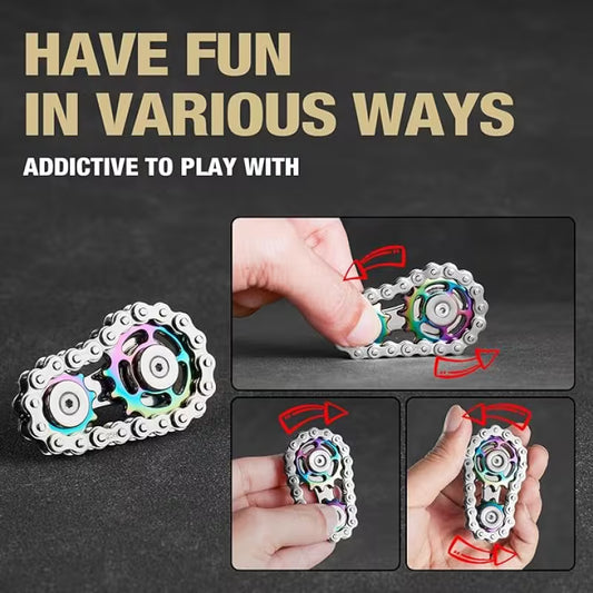 🔥 Metal Gear Chain Fidget Spinner – Premium EDC Stress Relief Toy