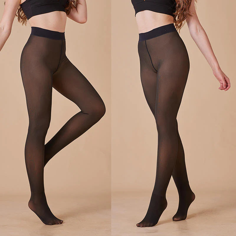 Warm Fake Sheer Fleece Tights for Women.
