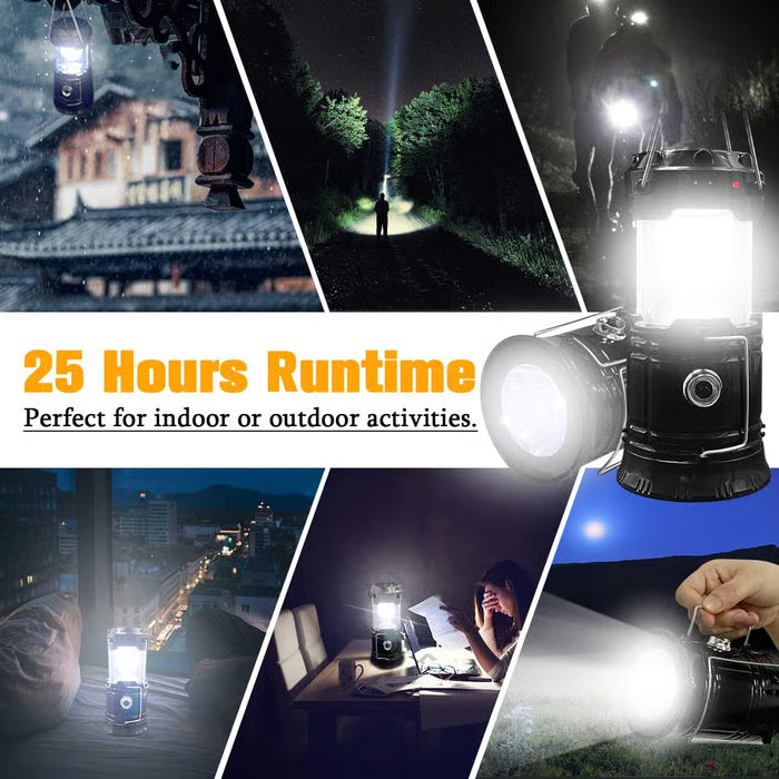 💡Collapsible Portable LED Camping Lantern Lightweight Waterproof Solar USB Rechargeable LED Flashlight