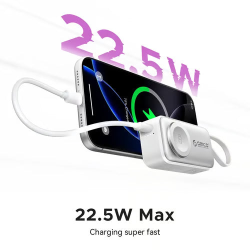 🔋 Orico 3-in-1 Power Bank – Integrated Cable & Foldable Wall Plug – Wireless Watch Charger for iPhone & Android ✈️