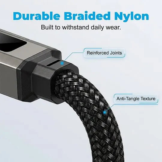 ⚡Fast Charging! 4-in-1 Digital Display Charging Cable 🗝️ Portable Keychain Phone Cord
