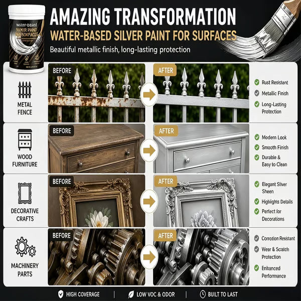 Water-Based Silver Paint for Metal & Wood-150g