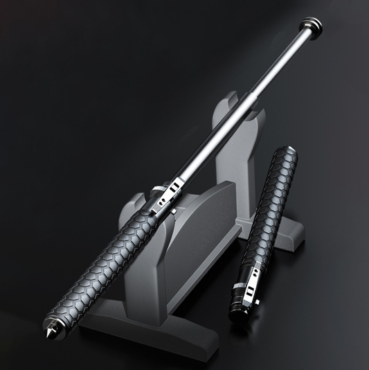 Automatic Spring Expandable Baton – Self-Defense Weapon, Legal Car-Carry Solid Steel Telescopic Stick (3-Section)