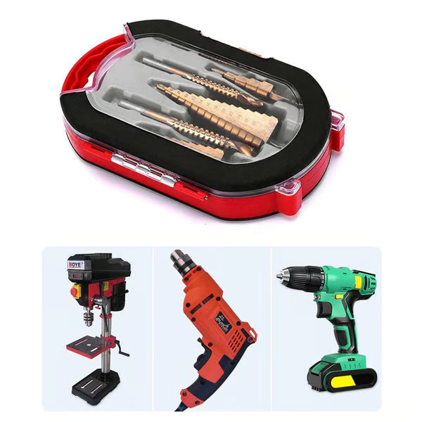 🔥 6PCS Titanium Step Drill Bit Set – Drill Perfect Holes in Seconds!