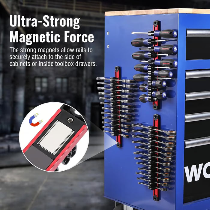 💖🔧 Magnetic Tool Organizer Rail(12 Slots)