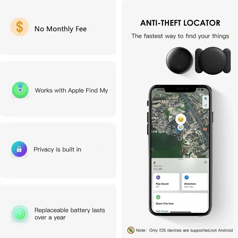 🔒 Hidden GPS Tracker for Car – Anti-Lost, Works with Apple Find My