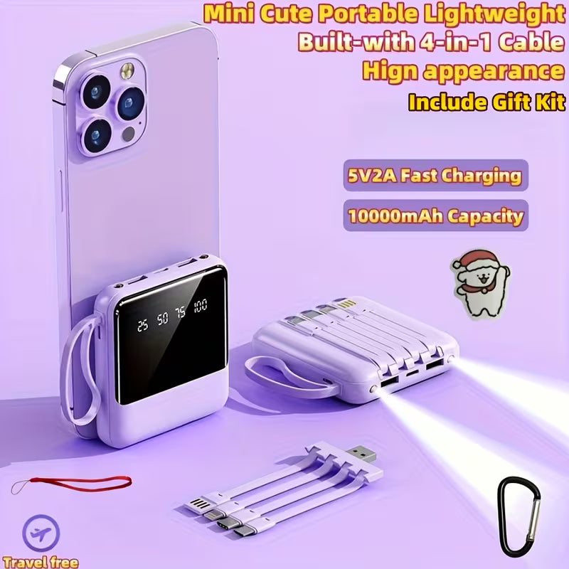 🔋 सानो तर शक्तिशाली पावर बैंक — 10000mAh ठूलो क्षमता, केबल आफैंसँग! ⚡📱