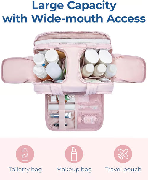 Large Capacity Wide-Open Travel Cosmetic Bag