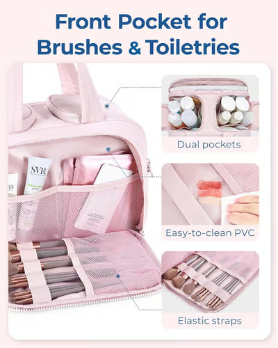 Large Capacity Wide-Open Travel Cosmetic Bag