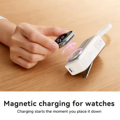 🔋 Orico 3-in-1 Power Bank – Integrated Cable & Foldable Wall Plug – Wireless Watch Charger for iPhone & Android ✈️