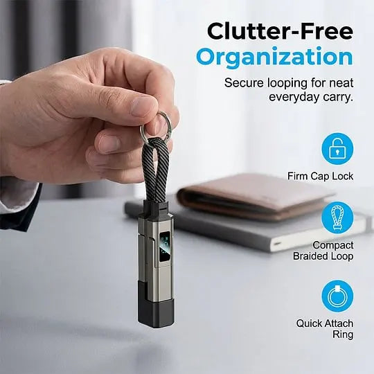 ⚡Fast Charging! 4-in-1 Digital Display Charging Cable 🗝️ Portable Keychain Phone Cord