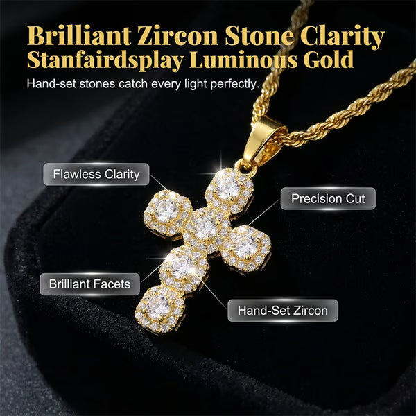 ✝️ Zircon Cross Pendant – Elegant Copper Design 💎