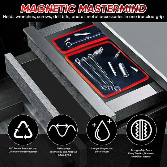 🧲3PCS Flexible Magnetic Tool Mat & Tray Holder🛠️ Bendable Magnetic Parts Storage Tray for Screws Nails Hardware