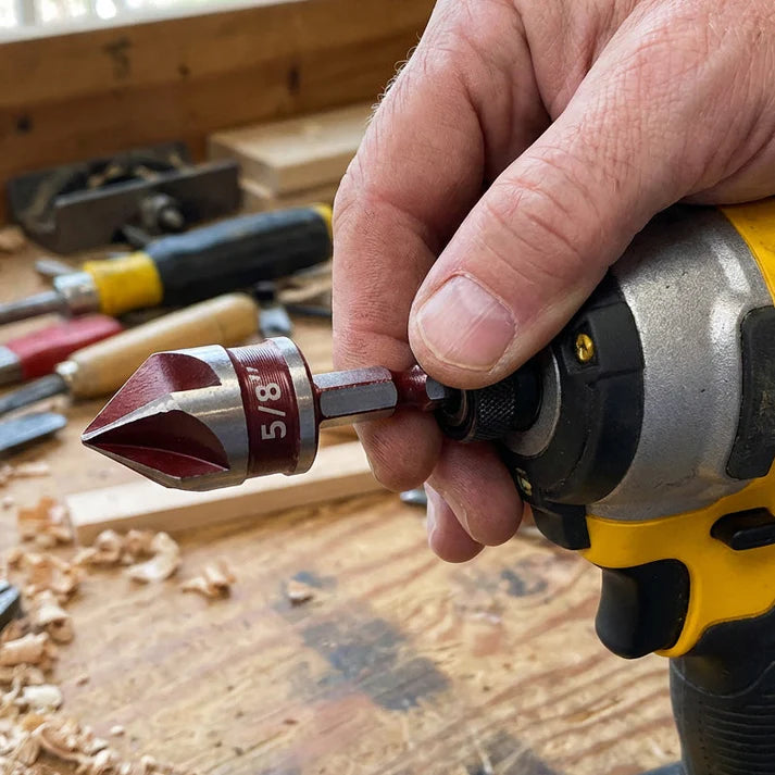 🔥 5PCS Wood Countersink Drill Bit Set – Perfect Chamfer Holes in Seconds!