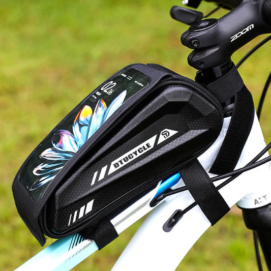 📱Water-Resistant Large Capacity Bicycle Bag – Touch-Sensitive Phone Pouch, Slim Top-Tube Design & Dual Zippers🌧️