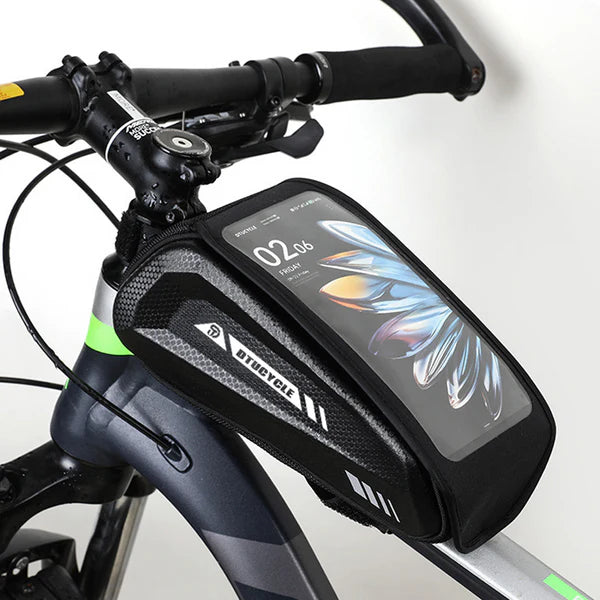 📱Water-Resistant Large Capacity Bicycle Bag – Touch-Sensitive Phone Pouch, Slim Top-Tube Design & Dual Zippers🌧️